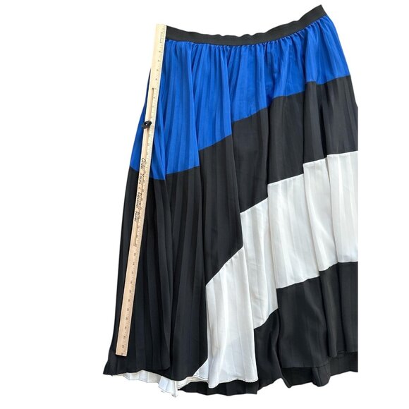 Lane Bryant Skirt Womens 18/20 Blue Black White Pleated Colorblock Maxi Plus - Picture 6 of 6